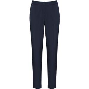 Women's cool stretch ultra comfort waist pant in navy, featuring a fitted design and elastic waistband.