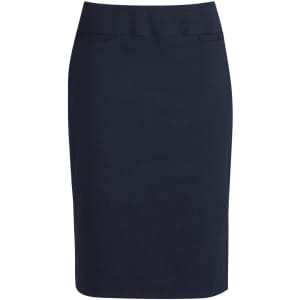 A navy blue lined skirt with a relaxed fit and a smooth finish, featuring a simple waistband and no visible logos.
