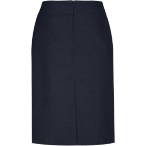 A dark navy lined skirt featuring a zip closure at the back, with a relaxed fit design.