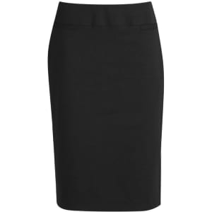 A black lined skirt with a relaxed fit and wool stretch fabric, featuring a simple design and no visible logos.