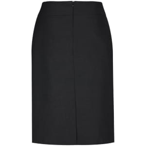 A black women's skirt with a relaxed fit, lined interior, and a back zip closure. Features a simple design.