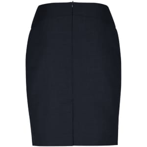 A black women's chevron band skirt with a fitted silhouette and a back zip closure.