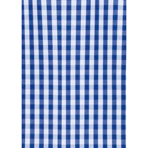 A blue and white checkered fabric pattern, featuring alternating large squares in a gingham style.