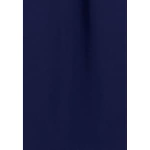 A long sleeve blouse in navy blue fabric with a smooth texture. The garment has a button-up design and a branding logo.