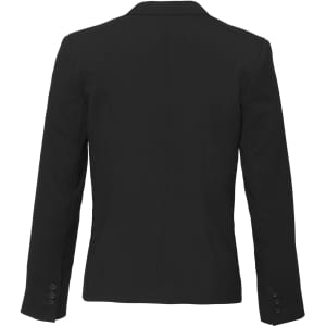 A black women's cool stretch short jacket with a reverse lapel and long sleeves, featuring buttons on the cuffs.