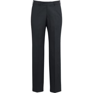 Black slacks with a straight leg design and adjustable waist. Features a branded logo.