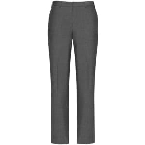 Slimline men's slacks in grey fabric with a tailored fit. Features pockets and a brand logo.