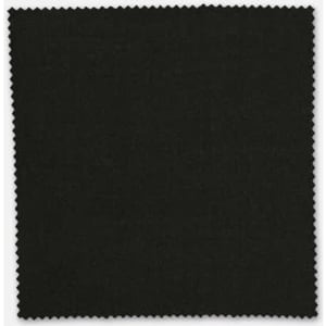 A square swatch of dark green fabric, featuring a textured surface and zigzag edges. It has a branding label.