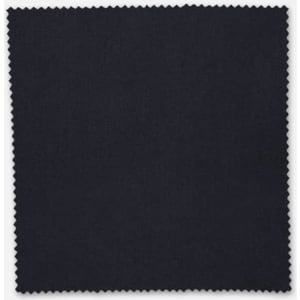 A square swatch of black fabric with a textured finish, edged with a zigzag pattern.