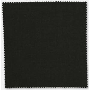 A square fabric swatch of dark green wool blend, featuring a serrated edge. It includes a branding logo.