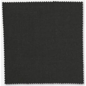 A square swatch of dark grey fabric with a textured finish, featuring a zigzag edge. It has a logo in the corner.