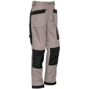 Men’s ultralite multi-pocket pants in grey and black with various pockets and a logo. Ideal for workwear.