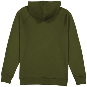 A green hoodie featuring a hood and raglan sleeves, displaying a plain design without any visible branding.