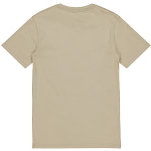 A beige short sleeve tee with a simple design and no visible graphics on the back, featuring a logo.