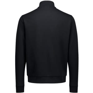 A black tailor jacket featuring a simple, sleek design and a high collar, with a plain back view.