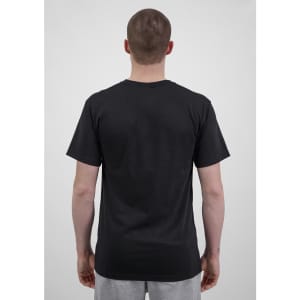 A black short sleeve tee displayed from the back, featuring a simple design and regular fit.