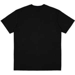 A black men's short sleeve tee with a plain back and a visible logo.