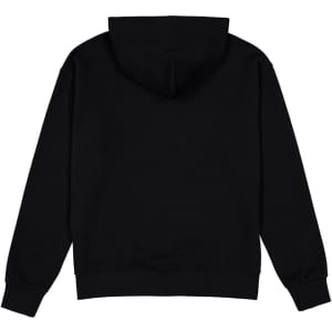 A black men's zip hoodie featuring a hood and long sleeves. The back is plain without any visible branding.
