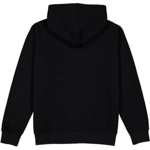 A women's black hoodie with a back view, featuring a hood and long sleeves. The hoodie has a logo on it.