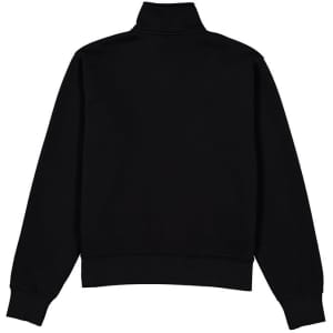 A black women's 1/4 zip jumper featuring a high collar and long sleeves, with a plain back design.