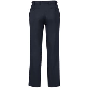 Men's Detroit pants in dark navy, with a straight fit and rear pockets, featuring a logo on the waistband.