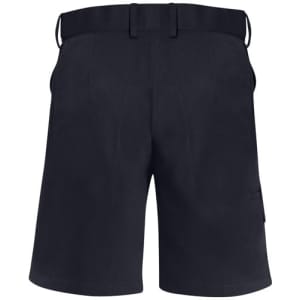 A pair of women's dress shorts in black with a waistband and back pockets, featuring a logo.