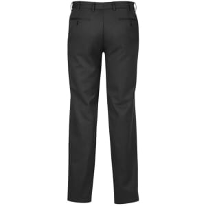 Classic flat pants in a dark grey colour, featuring a straight leg design and back pockets. Includes a logo.