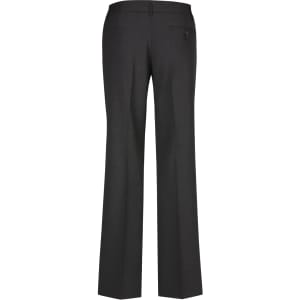A pair of women's classic slacks in dark grey, featuring a straight leg and a back pocket with a button.