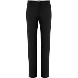 A pair of black men's venture pants featuring a classic fit and a front fly closure, with a small logo.