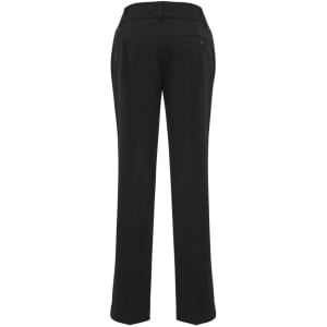 A pair of women's black slacks with straight legs, featuring a back pocket and waistband.
