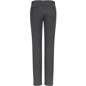 Back view of women's Lawson chino pants in dark grey, featuring a fitted design and a subtle logo.
