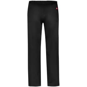 Black women's dash pants with an elastic waistband and two back pockets, featuring a logo on the back.
