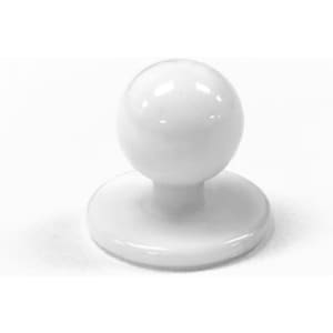A white Chef Jacket Button with a smooth, glossy finish, featuring a round top and a flat base.