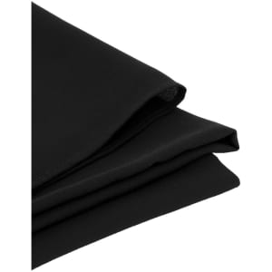 A black womens hijab with a smooth texture, folded neatly for display. It includes a subtle logo.