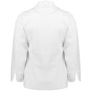 A white long sleeve chef jacket with a collar and no visible branding.