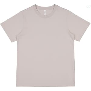 A light beige women's short sleeve tee featuring a simple design and a label inside.