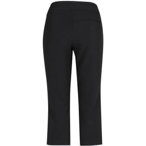 A pair of black 3/4 length stretch pants, featuring a simple design and a back pocket.