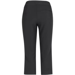 A pair of black 3/4 length stretch pants with a back pocket and a fitted waistband.