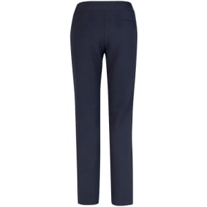 A pair of women's stretch pants in navy, featuring a fitted design and back pockets. Includes a logo.