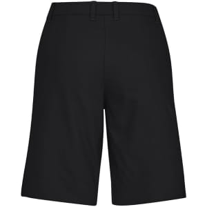 A pair of black women's comfort waist cargo shorts with a simple design and no visible logos.