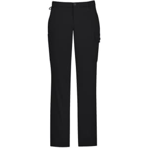 Men's cargo pants in black, featuring a comfortable waist and side pocket details. Includes logo branding on the fabric.