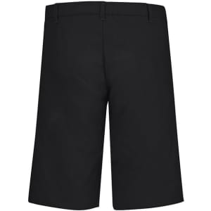 A pair of black men's cargo shorts featuring a comfortable waist and a simple design on the back.