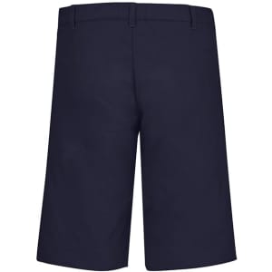 A pair of men's navy cargo shorts featuring a casual design and a logo on the waistband.