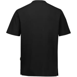 A black men's jacket with a simple design, featuring a logo on the back.