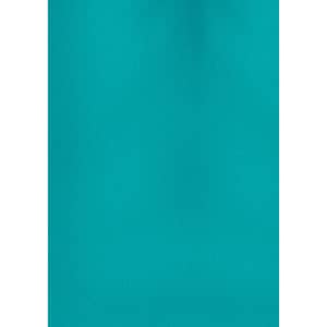 A plain short sleeve shirt in a vibrant teal colour with a logo visible.