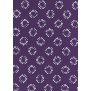 A purple tunic featuring a daisy print pattern in lighter shades. The design includes multiple floral motifs.