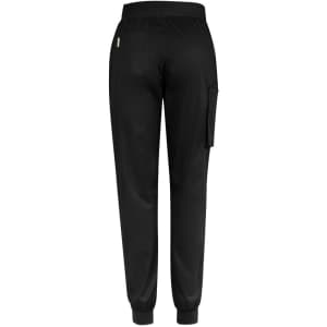 Black women's jogger scrub pants featuring a slim leg design and elastic waistband. Includes side and back pockets.