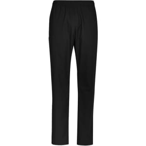 Men's scrub pants in black, featuring an elastic waistband and a side pocket. Includes branding.
