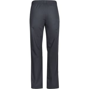 A pair of dark grey men's scrub pants with an elastic waistband and a back pocket.