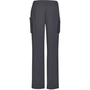 Grey straight leg scrub pants with pockets, featuring an elastic waistband. No visible logos or branding.